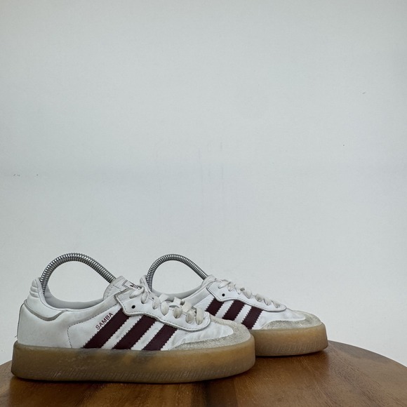 adidas Shoes - Womens Adidas Sambae White Shadow Red Leather Casual Comfort Sneakers Size 5.5 M